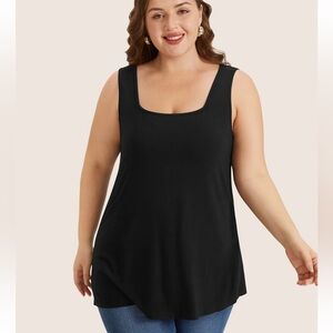 BloomChic Plus Size 2XL Supersoft Essentials Plain Square Neck Skinny Tank Top